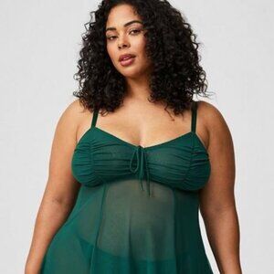 Torrid - Mesh Fit & Flare Wireless Babydoll in Botanical Garden Green​​​